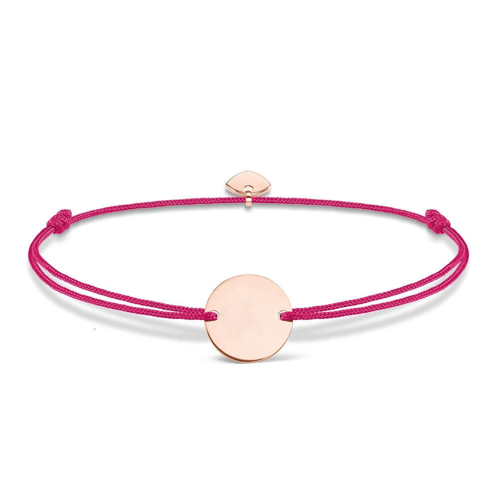 Circle Hand Mirror Stainless Steel Round Plate Braided Rope Bracelet for Women Ins Jewelry Can Be Engraved Diy ddmypluto