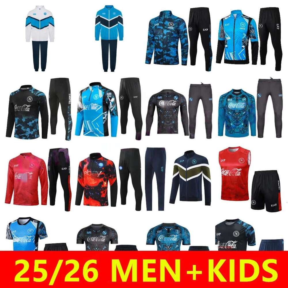 2025 2026 Football tracksuit Pre Match jacket 24 25 26 SSC Naples jogging long sleeve Strike Drill Soccer training suit Men Kids Futbol chandal