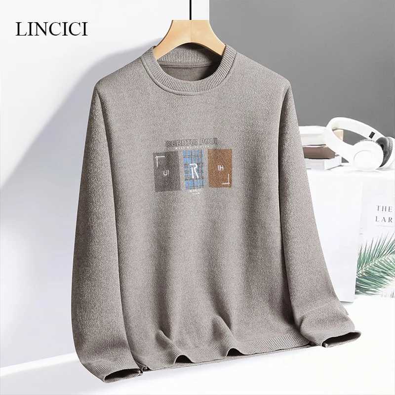 2024 AutumnWinter New Mens Sweater with Thick Velvet for Warmth Round Neck Letter Embroidered Knitted Inner Undercover J251015