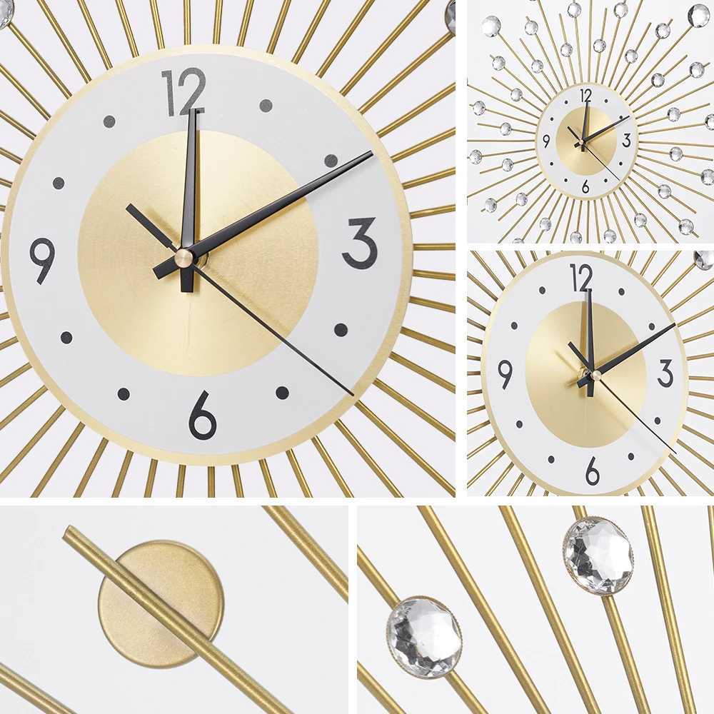 5050CM Wall Clock golden star European batterypowered wall clock quartz movement metal glass clock home office wall decoratio C251015