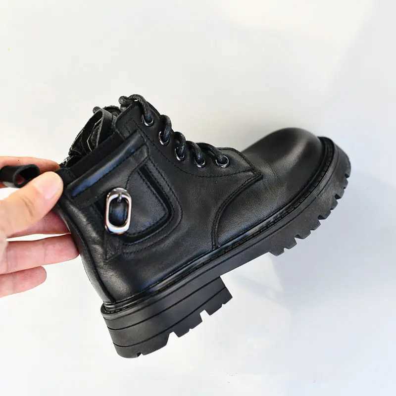 Autumn Childrens Ankle Boots Genuine Leather Winter Kids Snow Boots Soft Cowhide Fashion Girls Casual Shoes Boys Leather BootsT251015