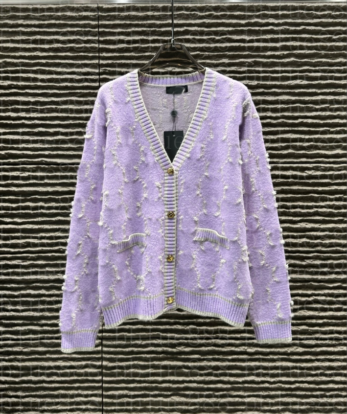 Women's autumn and winter sweater three-dimensional towel letter V-neck cardigan sweater age