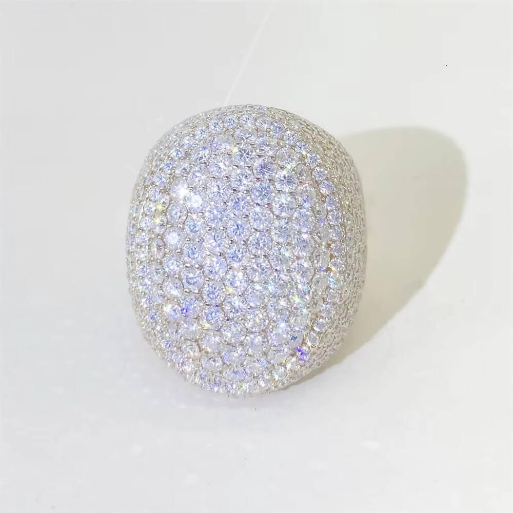 Sparkle Custom Made Bling Sterling Silver D Vvs Moissanite Diamonds Iced Out Initial Letter Hip Hop Finger Champion Stamp Ring