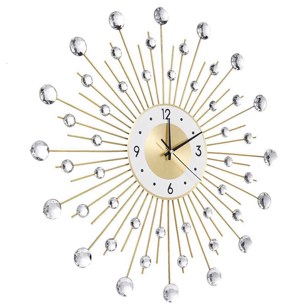 5050CM Wall Clock golden star European batterypowered wall clock quartz movement metal glass clock home office wall decoratio C251015