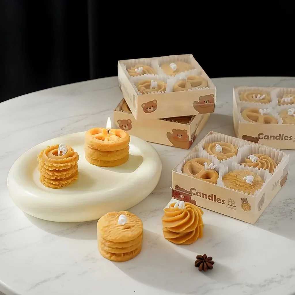 Demowa4Pcs Biscuit Scented Candle Coffee Milk Scent Cute Simulated Food Design for Women Who Like a Surprise Birthday Party Zhaiyue Kai Zhais Day Gift