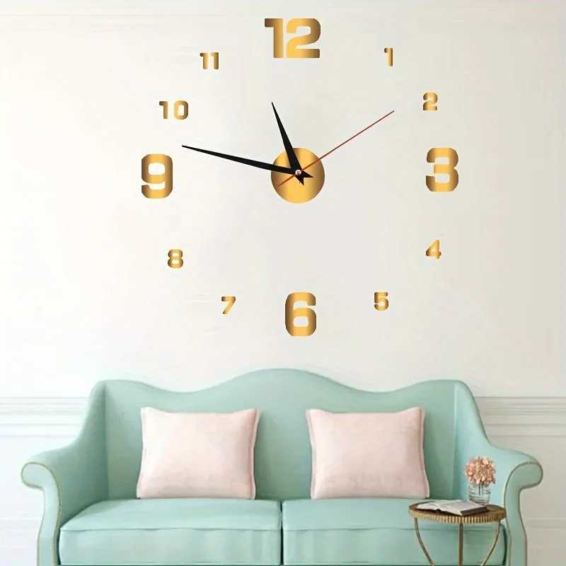 minimst glowing clock nodrill frameless silent hanging clock living room bedroom wall sticker decoration clock C251015