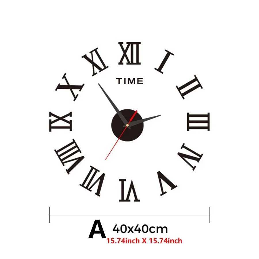 Large Size 3D DIY Silent Wall Clock BlackGoldSilver PunchFree Wall Sticker Clock C251015