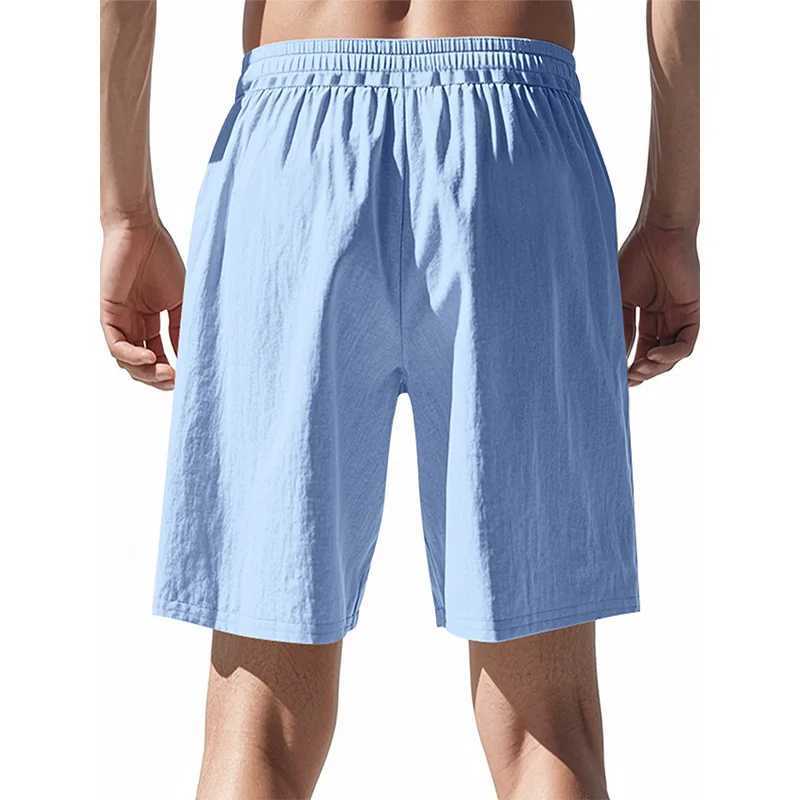 New Mens Cotton Linen Shorts Pants Male Summer Breathable Solid Color Linen Trousers Beach Shorts Fitness StreetwearT251015