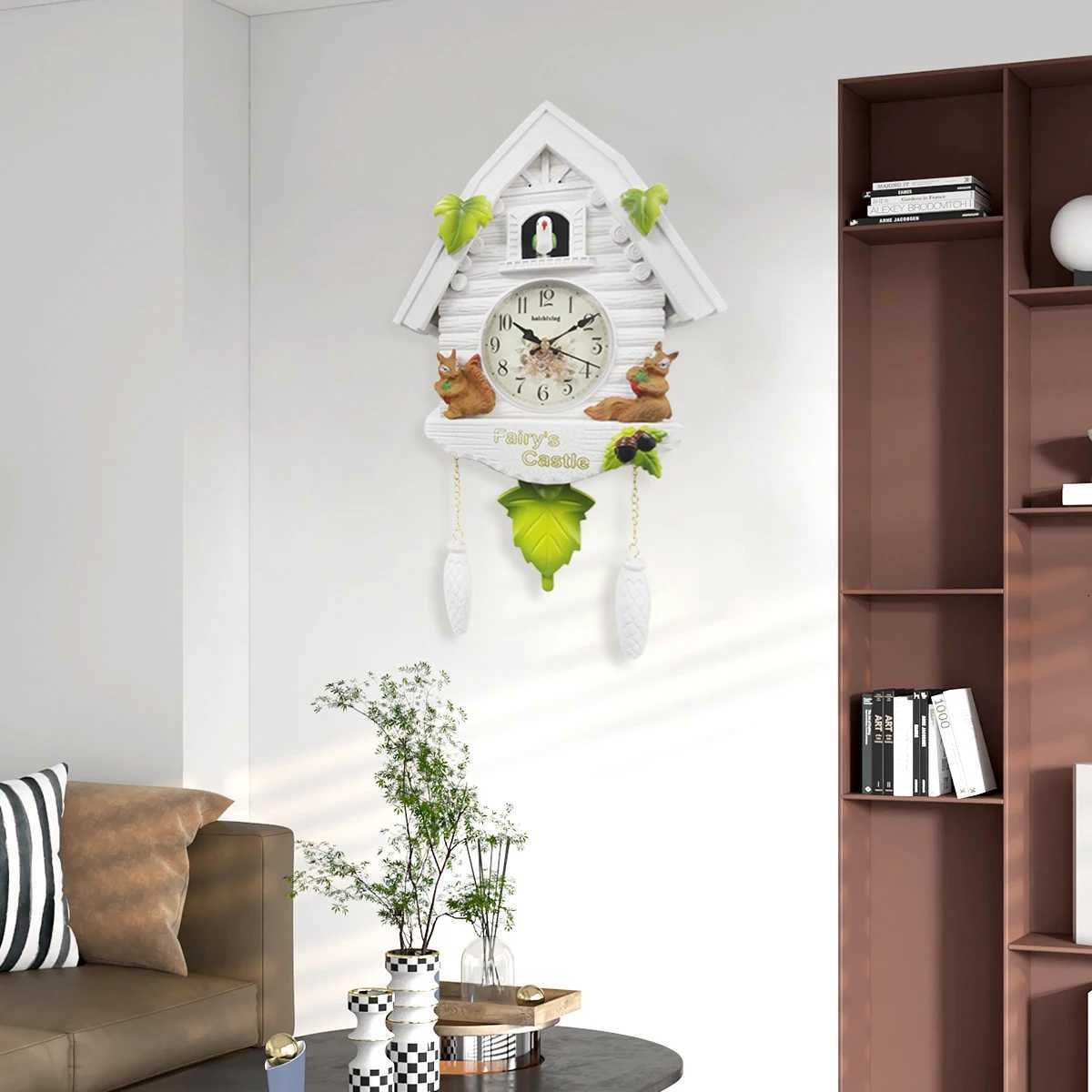 1pc Cuckoo Wall Clock Daytime Hourly Alarm Pendulum Quartz Watch Silent Wall Clock for Home Living Room Decoration Wall Art C251015