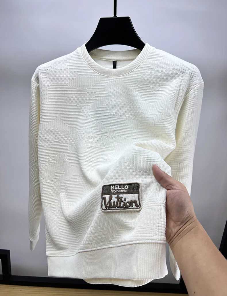 Light Luxury High end Exquisite Embroidery Solid Color Mens Sweater Autumn Youth Personalized Fashion Casual Knitting Pullover J251015