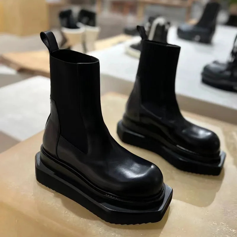 Chelsea Boot Shoes Thick Sole Platform Leather Ankle Boots Casual Knight Shoe for Men Motorcycle 251014