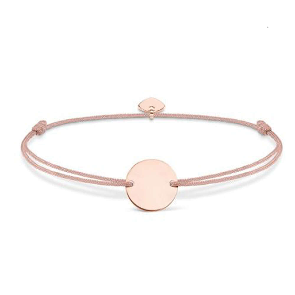 Circle Hand Mirror Stainless Steel Round Plate Braided Rope Bracelet for Women Ins Jewelry Can Be Engraved Diy ddmypluto