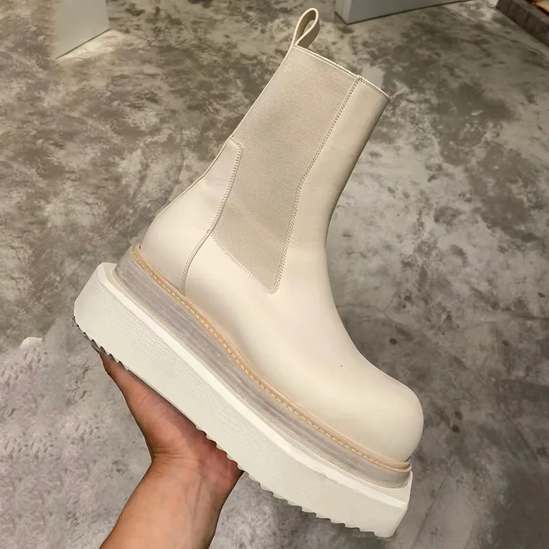 Chelsea Boot Shoes Thick Sole Platform Leather Ankle Boots Casual Knight Shoe for Men Motorcycle 251014