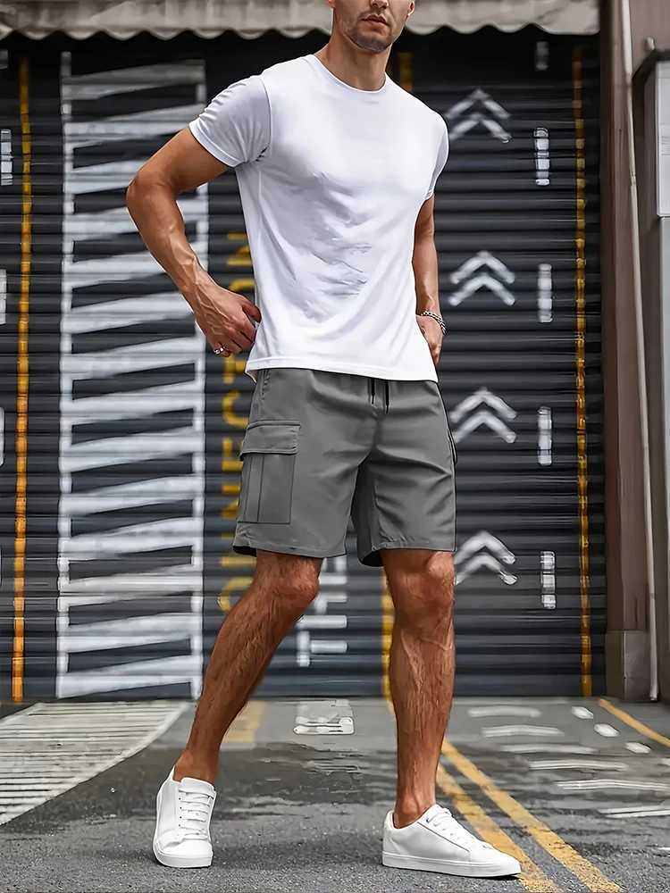 Big Pocket Mens Shorts Casual Work Cool Pants with point Loose Fit Clothing Waist Sports Male Outfit ShortsT251015