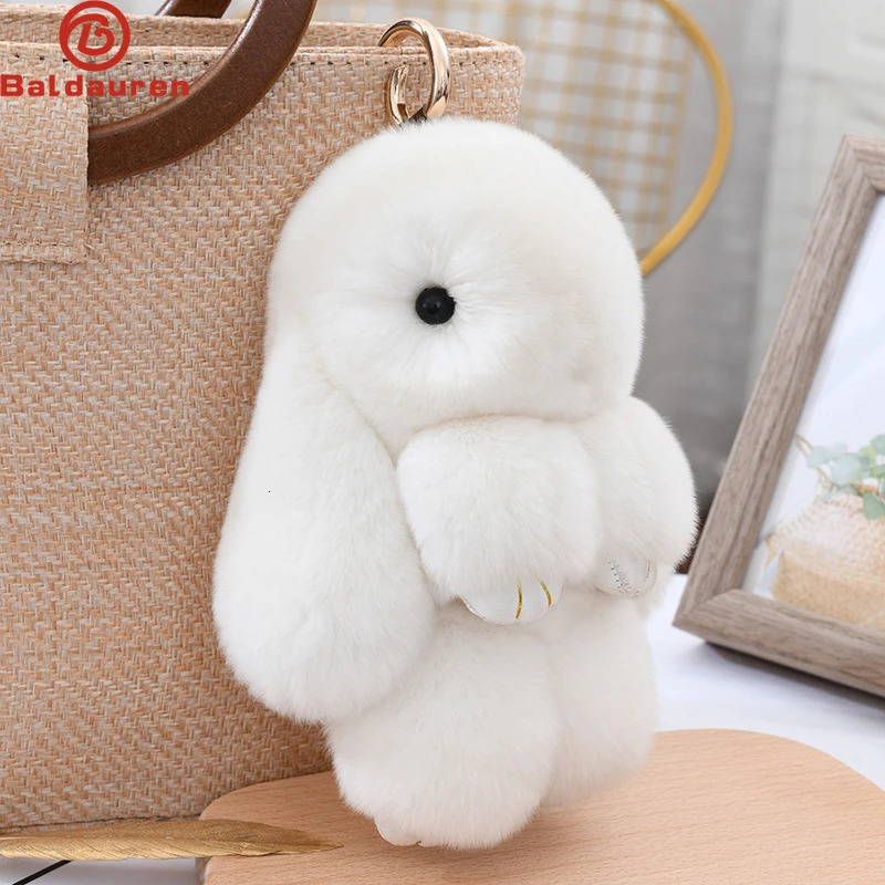 Three Model Size 100 Natural Rex Rabbit Fur Cute Fluffy Bunny Keychain Real Fur Key Chains Bag Toys Doll Lovely Keyring Pendant 251009