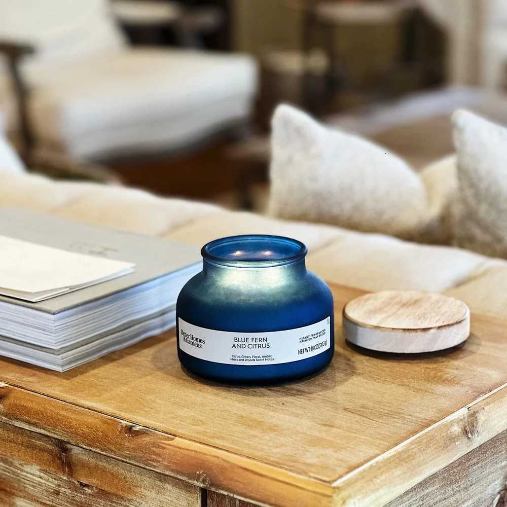 Blue Fern Citrus Scented Candle 2 Jar Candle 18oz Aromatic Fragrance Home Dcor Paraffin Wax Long Burn Time 52 Hours C251015