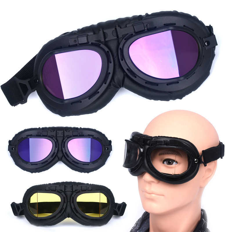 Black Sports Goggles Motorcycle Riding Protective Goggles Classic Helmet Glasses Windproof Sand H251015