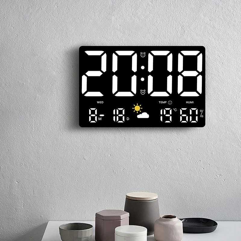 HighDefinition LargeScreen Wall Clock Temperature and Humidity Display Weather Clock MultiFunction Color Digital Alarm Clock C251015