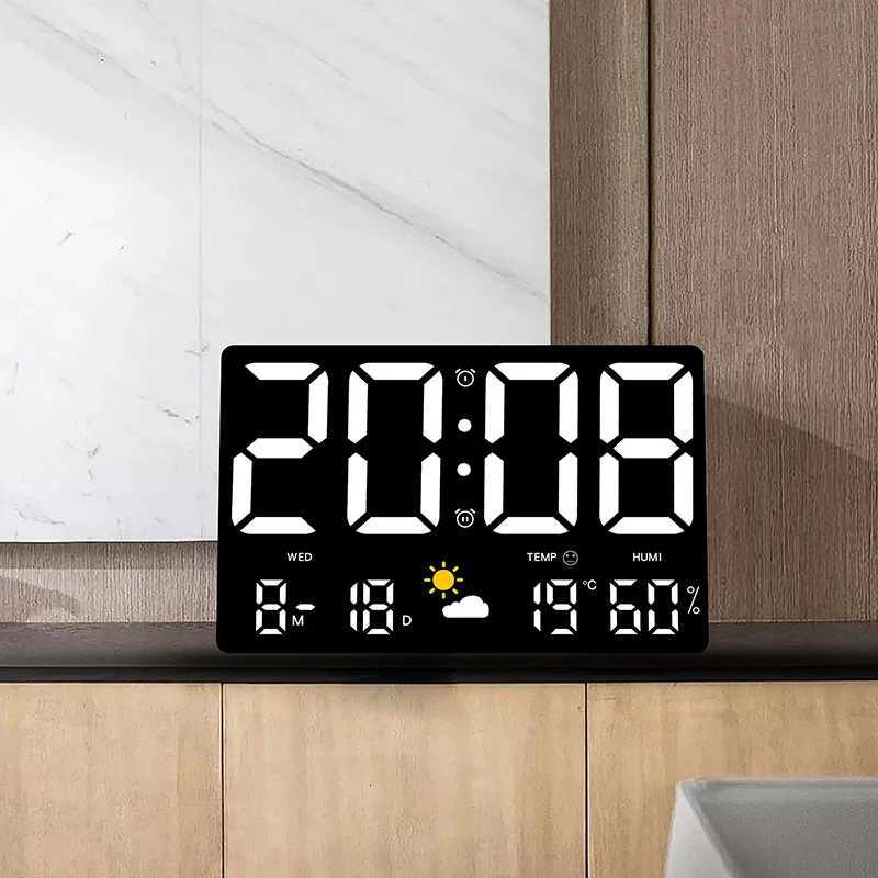 HighDefinition LargeScreen Wall Clock Temperature and Humidity Display Weather Clock MultiFunction Color Digital Alarm Clock C251015