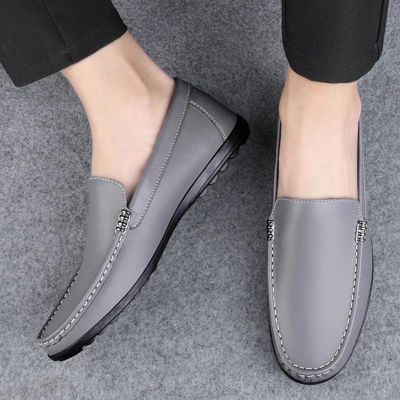 Summer Mens Shoes Business Casual Shoes Breathable Leather Shoes Lightweight Mens Beanshoes Plussize Dad Shoes 251013