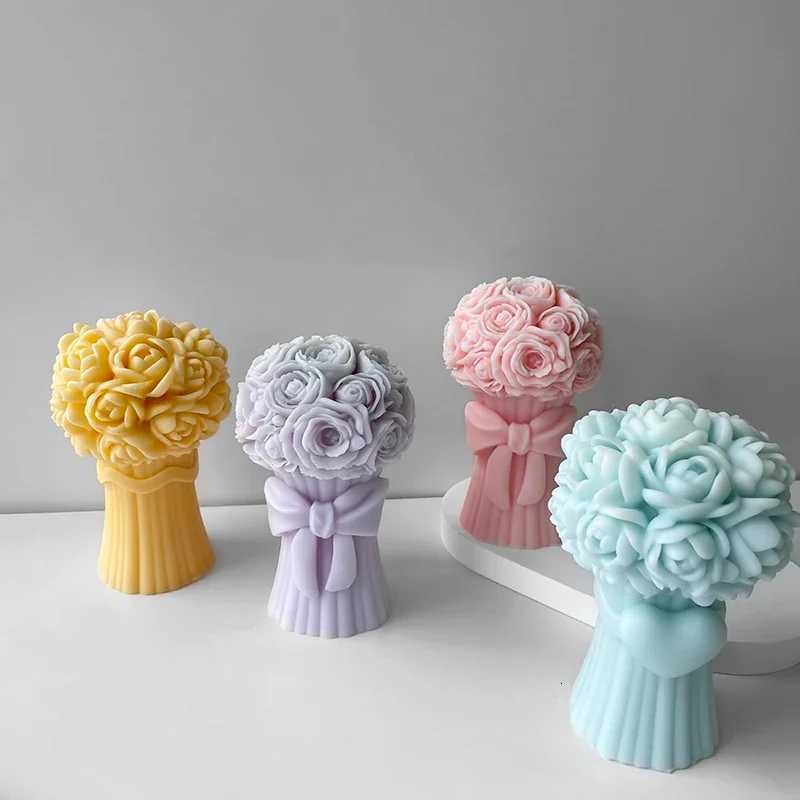 3D Flower Bouquet Silicone Mold Scented Candle Plaster Ornaments Mould Rose Flower DIY Valentines Day Gift Wedding Decoration C251015