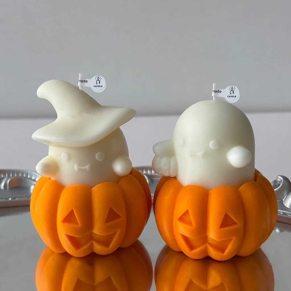 12pcs Ghost Pumpkin Scented Candle Adorable Soy Wax Candles Idea Gifts for Holiday Halloween Home Party Atmosphere Decorative C251015