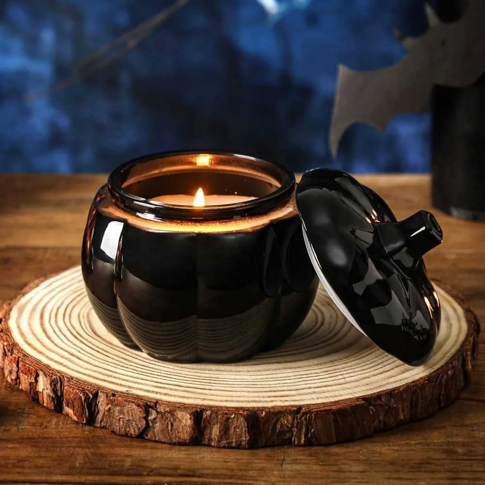 Fall Pumpkin Shaped Candle Halloween Fall Vanilla Pumpkin Spice Candle Farmhouse Thanksgiving Scented 12oz Autumn Decoration Gif C251015