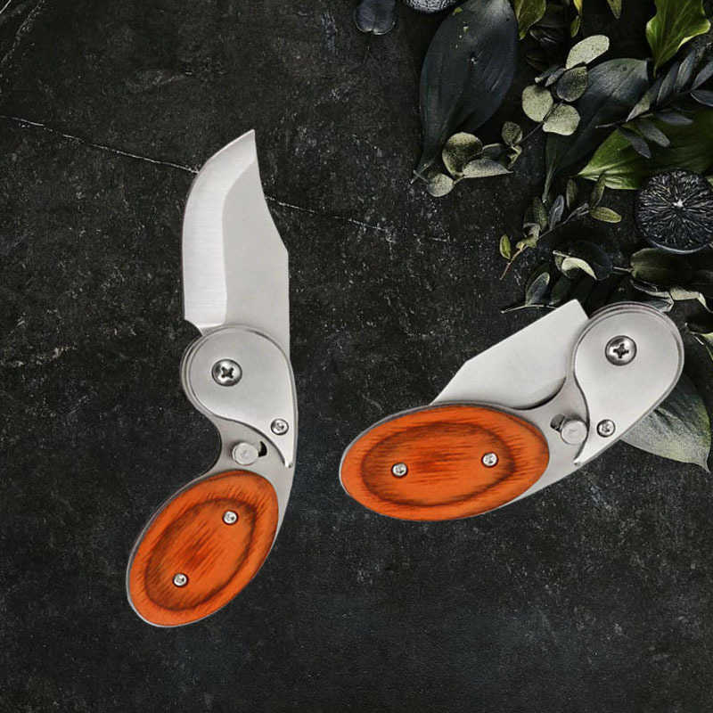 Colorful Wooden Handle Outdoor Folding Knife Mini Knife Multifunctional Folding Knife Camping Selfdefense Tactical Knife H251015