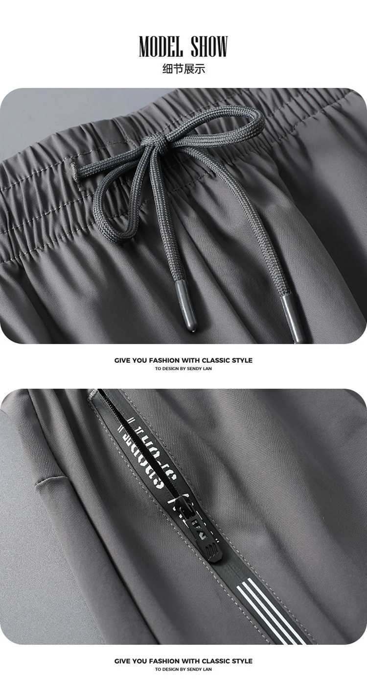 High Quality Polyester Ice Silk Shorts Men 2025 New Korean Version Of Loose Elastic Splicing Beach Five Minute Medium PantsT251015