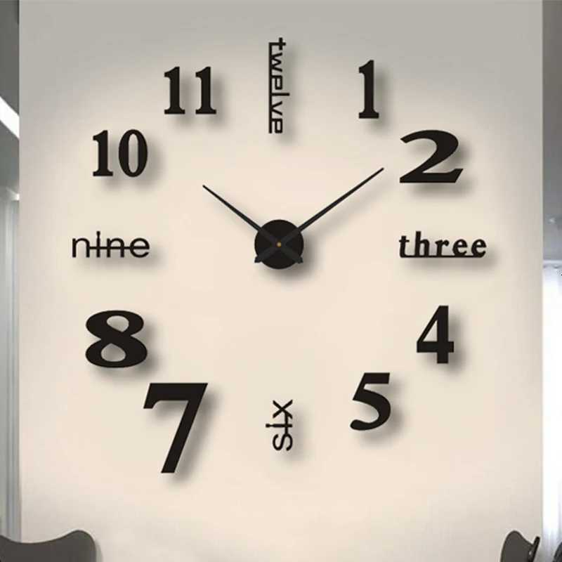 3D Large Wall Clock DIY Mirror Wall Stickers For Home Living Room Decor Frameless Quartz Clocks Self Adhesive Hanging Watches C251015
