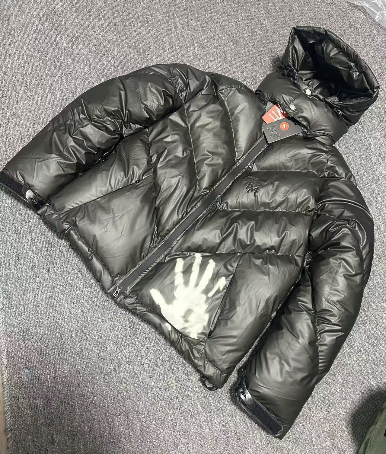 Men's Down Jacket Mertra Thermal Sensing Cotton Jacket - Green Thickened Patchwork Embroidered Warm Puffer Coat windproof and waterproof Unisex L