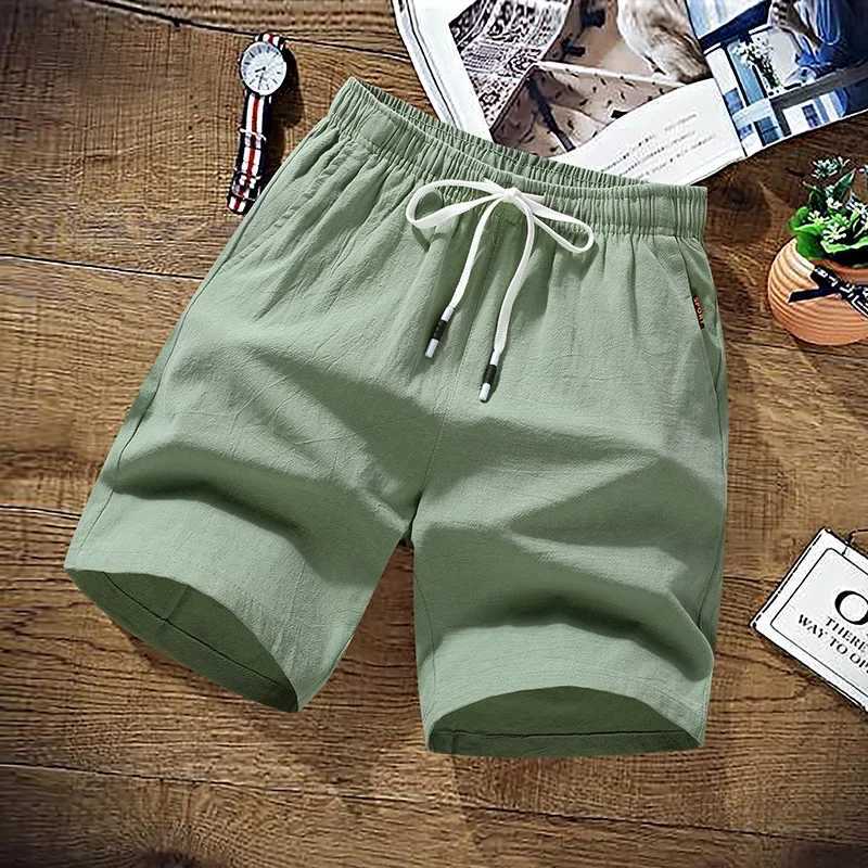 Summer Shorts Men Solid Casual Shorts Men 100 Cotton Cargo Shorts Brand Beach Shorts Cotton Linen Boardshort Asia Size M9XLT251015