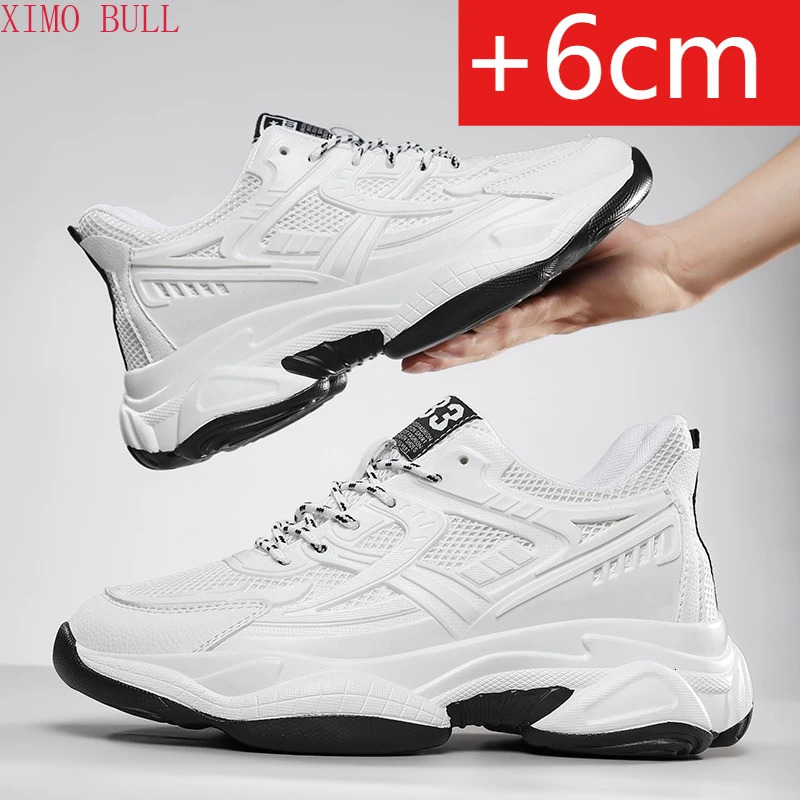 6CM Man Hidden Elevator Shoes Breathable Mesh Sneakers AntiSlip Thick Sole Comfortable Casual Athletic Sports for Men NonSlip 251014