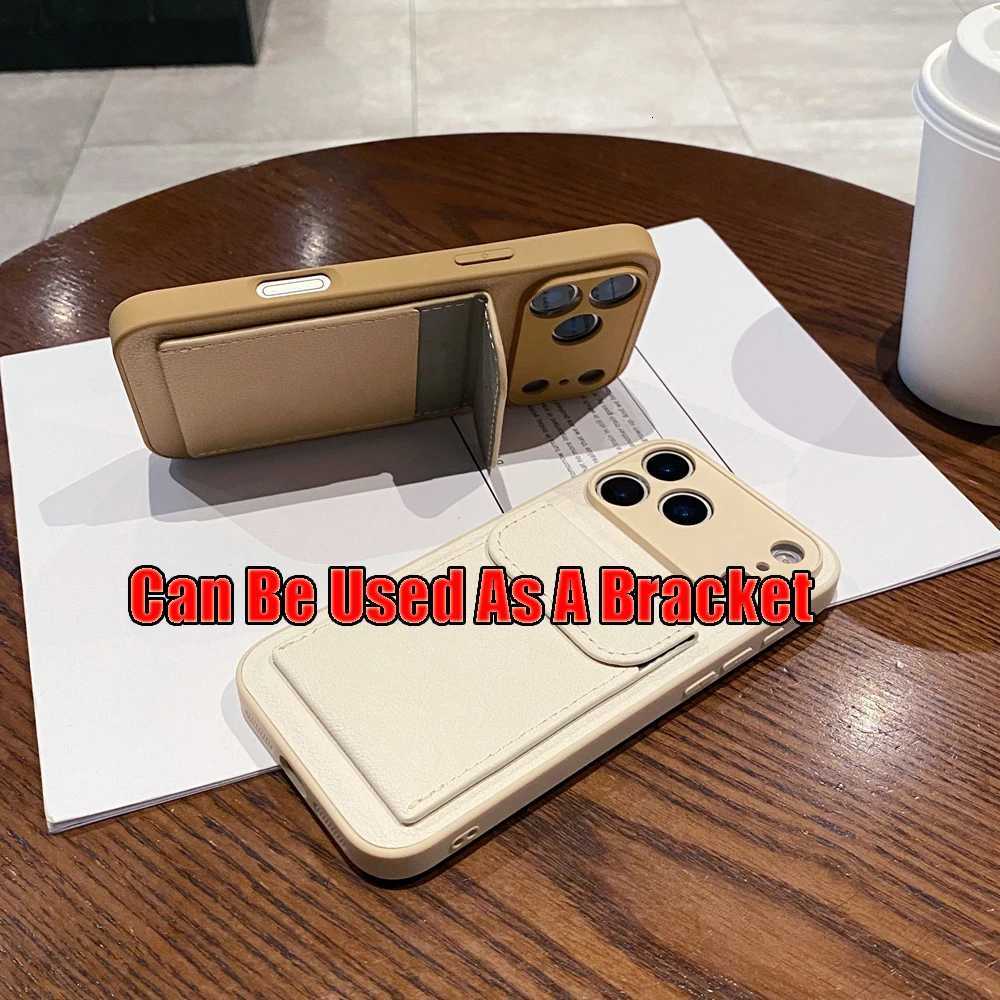 Wallet Card Slot Holder Case for IPhone 17 Pro Max 17 Air Candy Matte Leather Photo Clip Cover for Iphone17 16 15 14 13 12 Pro T251015