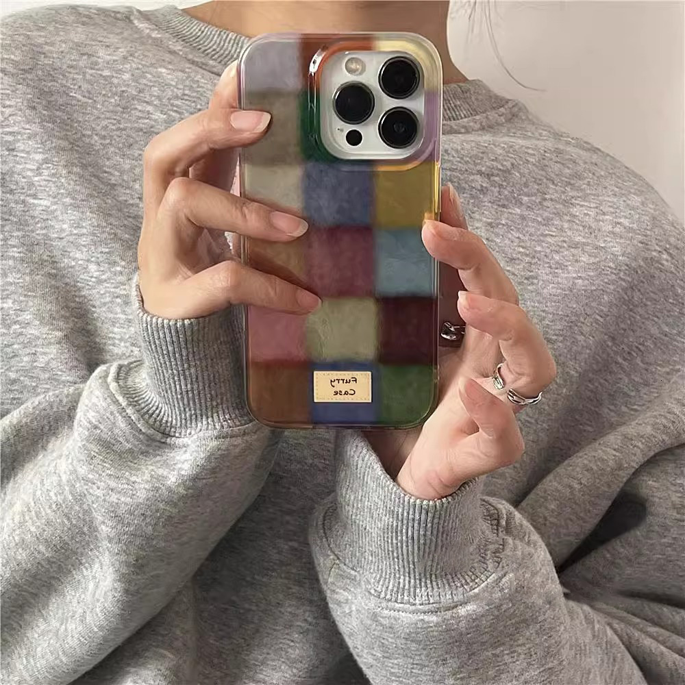 Suitable for iPhone 16 Pro Max Phone Case High-End Feel 15/14 New Model 17 AIR Colorful Small Square Label 13