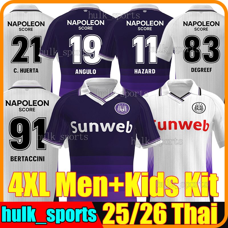 4XL 25/26 R.S.C. Anderlecht HAZARD Soccer jerseys ANGULO VAZQUEZ SALIBA BERTACCINI DEGREEF C.HUERTA CVETKOVIC VERSCHAEREN LLANSANA RITS AUGUSTINSSON football shirts