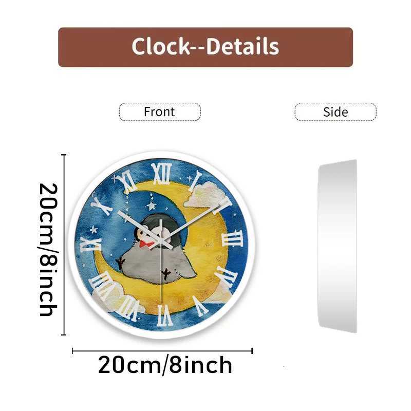 Moon Boat Penguin Cartoon Round Silent Hanging Wall ClockSuitable For Living RoomSchoolStudy RoomBedroom Childrens Gifts C251015