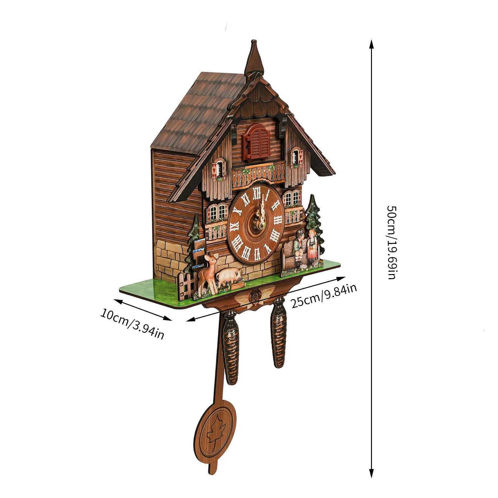 Cuckoo Wall Clock Retro Wooden Wall Clock with Pendulum Wall Clock Decoration Hanging Clock for Bedroom Living Room Office C251015