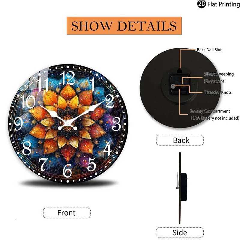 Wooden Silent Wall Clock Abstract mandala wall clock design Quartz Analog Clock Bed Room Idea Christmas Halloween etc C251015