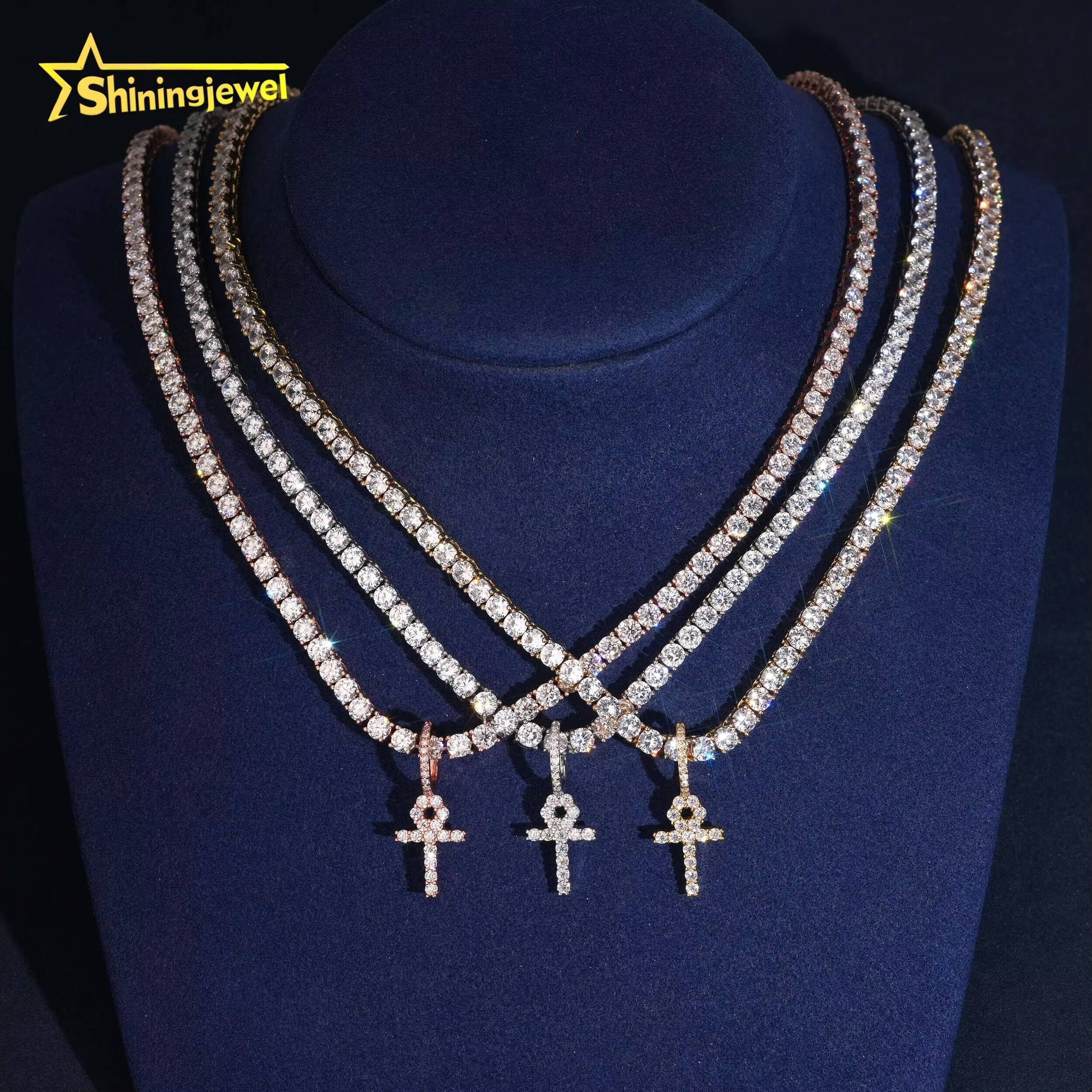 Wholesale Price 925 Silver Moissanite Pendant Iced Out Jewelry Custom Pendant Moissanite Cross Pendant Rapper Jewelry