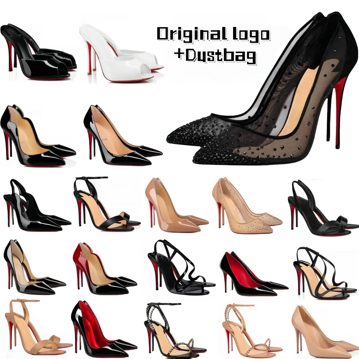 Heels Brand Designer Women High Heels Red Shiny BottomShoes 6cm 8cm 10cm 12cm Stiletto Genuine Leather Sexy New Wedding Pumps with Dust Bag EUR38-44 With Red Dustbag