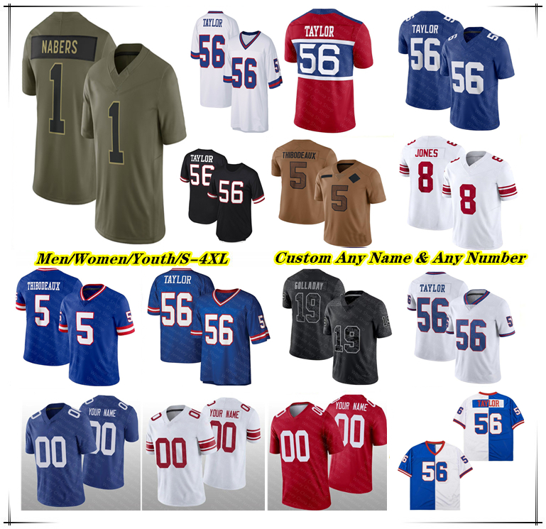 Malik Nabers Football Jersey Jaxson Dart Russell Wilson Cam Skattebo Brian Burns Wan'Dale Robinson Darius Slayton Theo Johnson Dexter Lawrence II Kayvon Thibodeaux