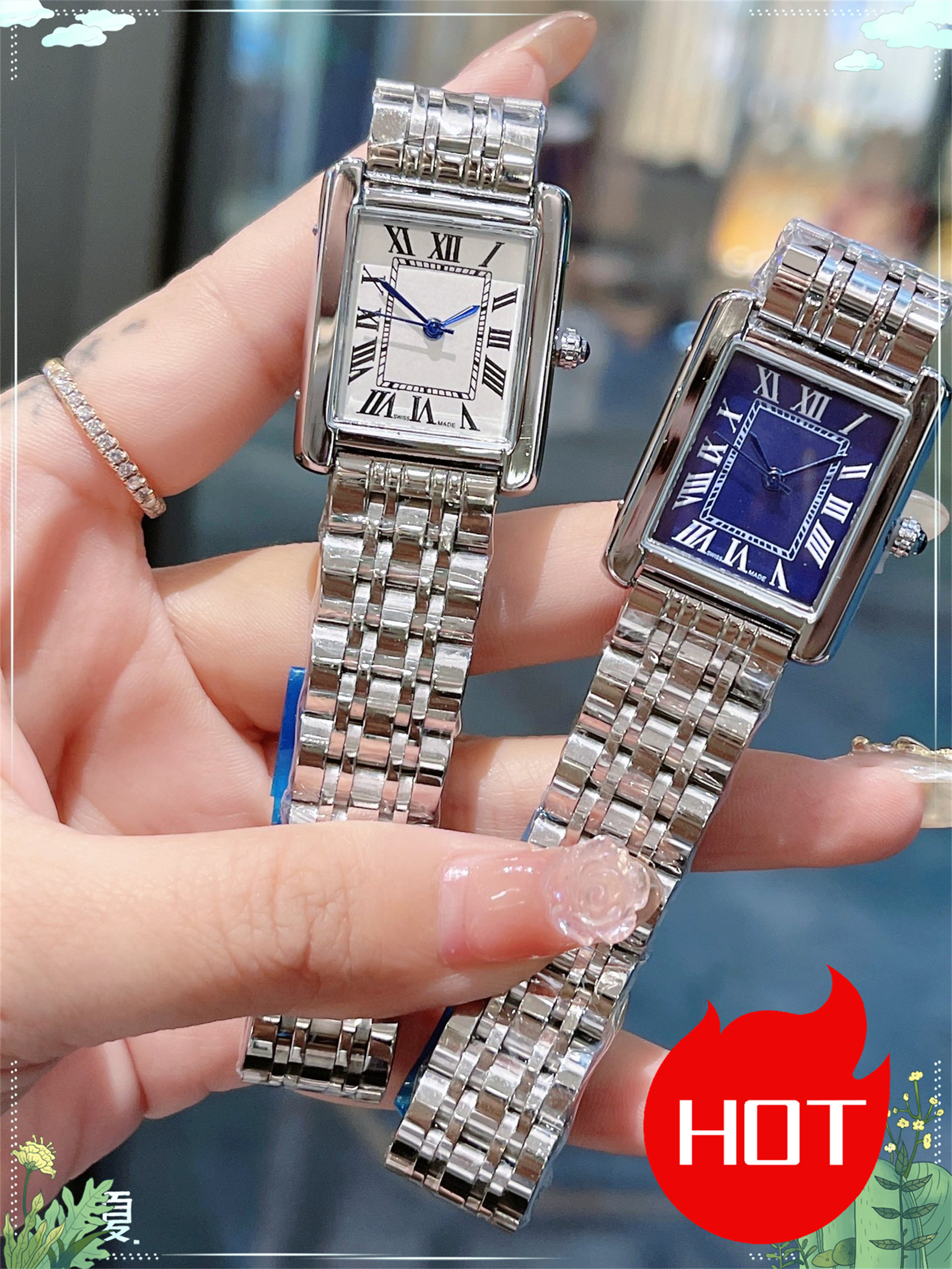 Luxury Womens TANKity Square Watch Designer Watches Premium Quartz Movement Stainless Steel Bracelet Sapphire Glass Waterproof women Wristwatches #211