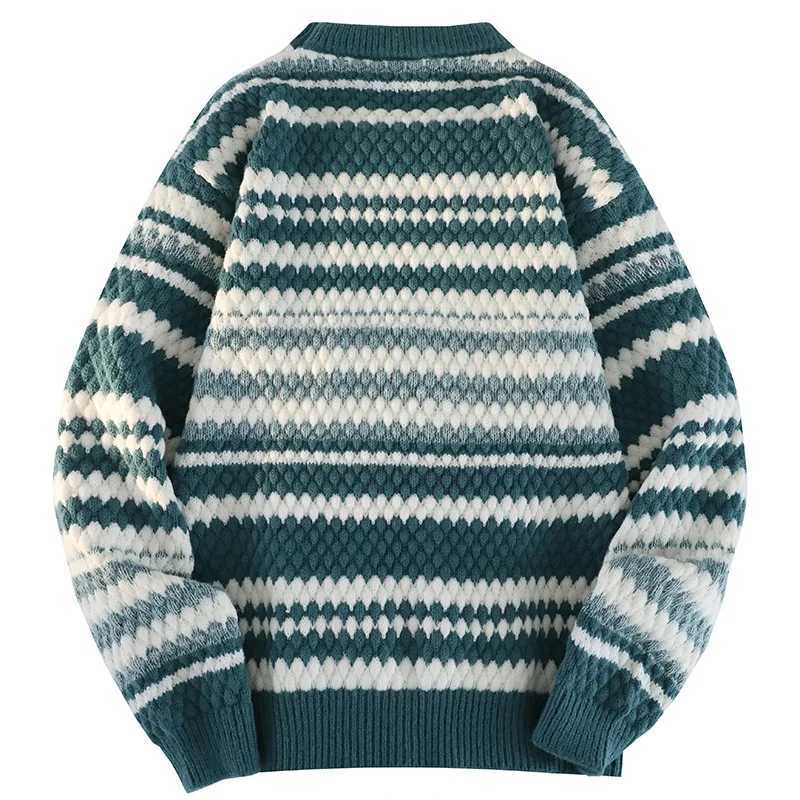 Autumn and Winter New Long Sleeved Round Neck Striped Pullover Sweater Versatile Breathable Fashionable Casual and Warm Top J251015