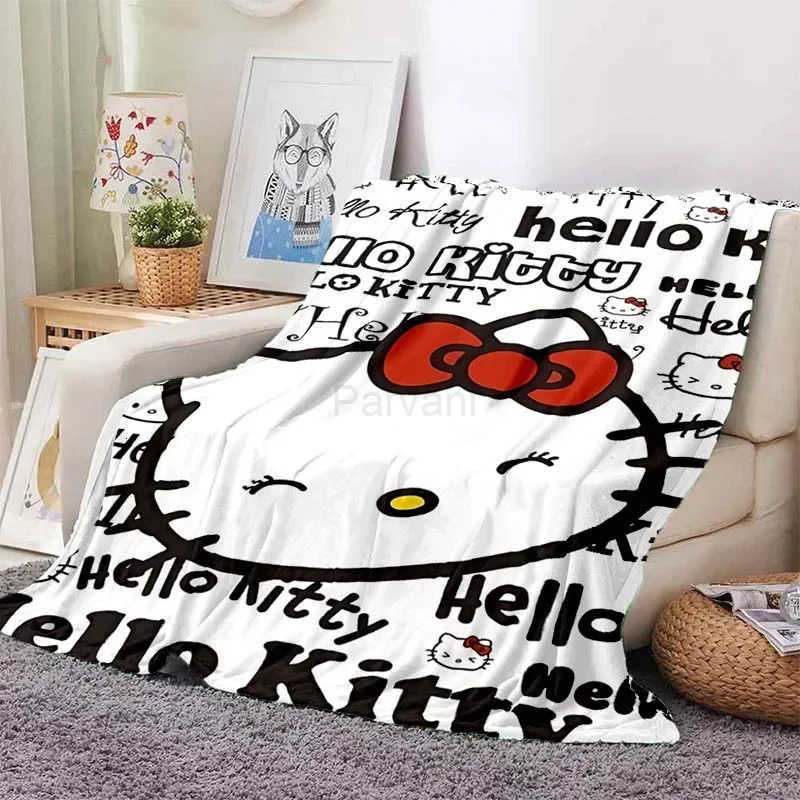 Sanrio Sanrio Hello Kitty Custom Blanket Fluffy Throw Children Adults Warm Soft Quilt Sofa Plush Bedspread Throw Blanket for Sofa Bed H251108