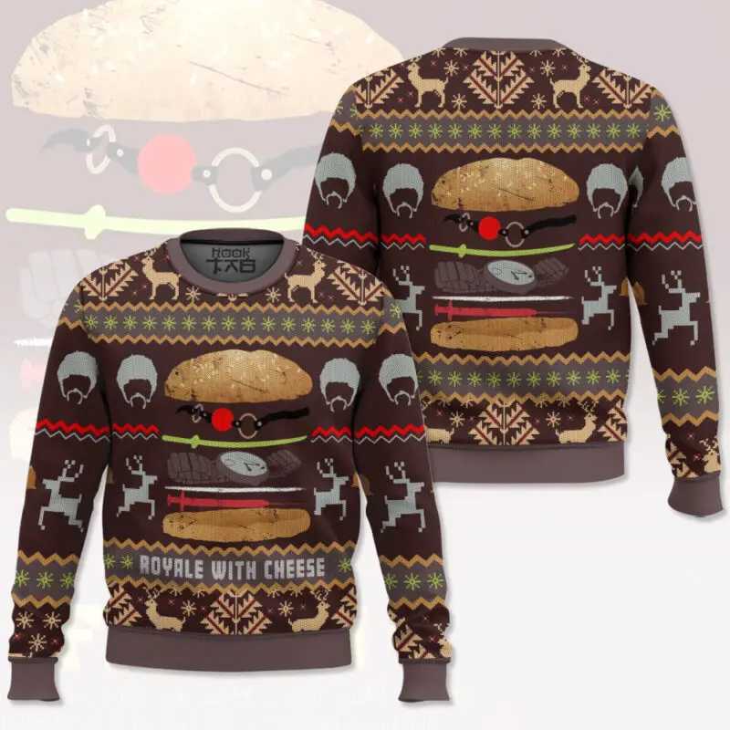 Merry Xmas Again Pulp Fiction Ugly Christmas Sweat Vintage Fiction Movie Sweater Mens Womens Holiday Party Jumper Xmas Gift 2026 J251015