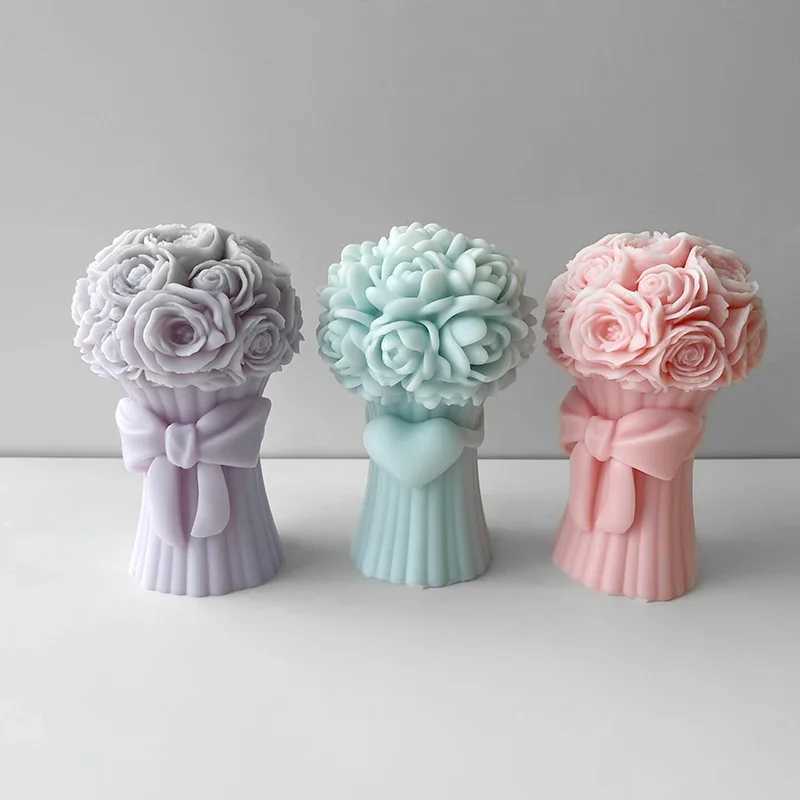 3D Flower Bouquet Silicone Mold Scented Candle Plaster Ornaments Mould Rose Flower DIY Valentines Day Gift Wedding Decoration C251015