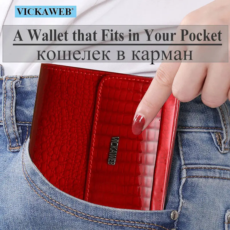 VICKAWEB Mini Wallet Women Genuine Leather Wallets Fashion Alligator Hasp Short Female Small Woman And Purses 209 251014