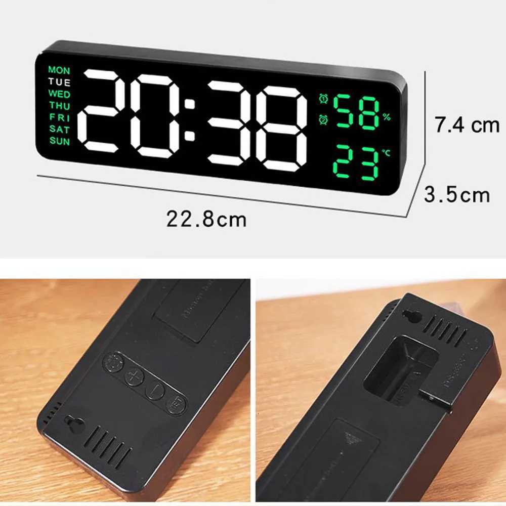 Digital LED Alarm Clock with CalendarTemperature and Humidity Acrylic or Mirror Surface Selectable Desk Clock or Wall Hanging C251015