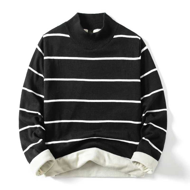 Fashion Pullover Navy Black Striped Knitted Sweater Men Womens Autumn Winter Round Neck Casual Korean Trend Cotton Clothing J251015